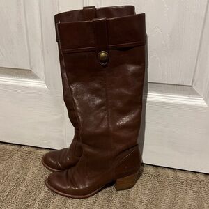 Coach Fayth Dark Brown Leather Heeled Boots with original box